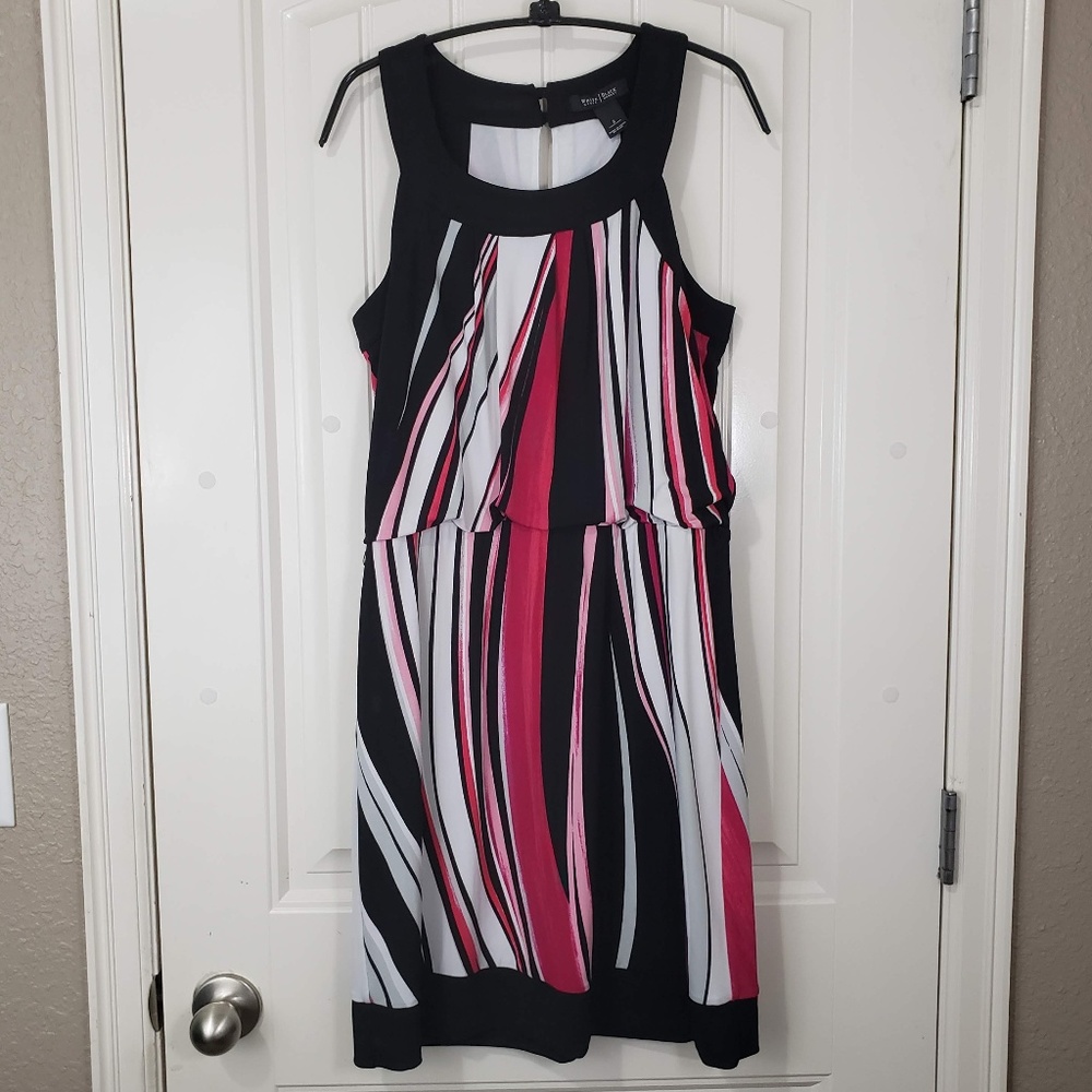 WHBM Striped A-line Blouson Dress w/ Sash